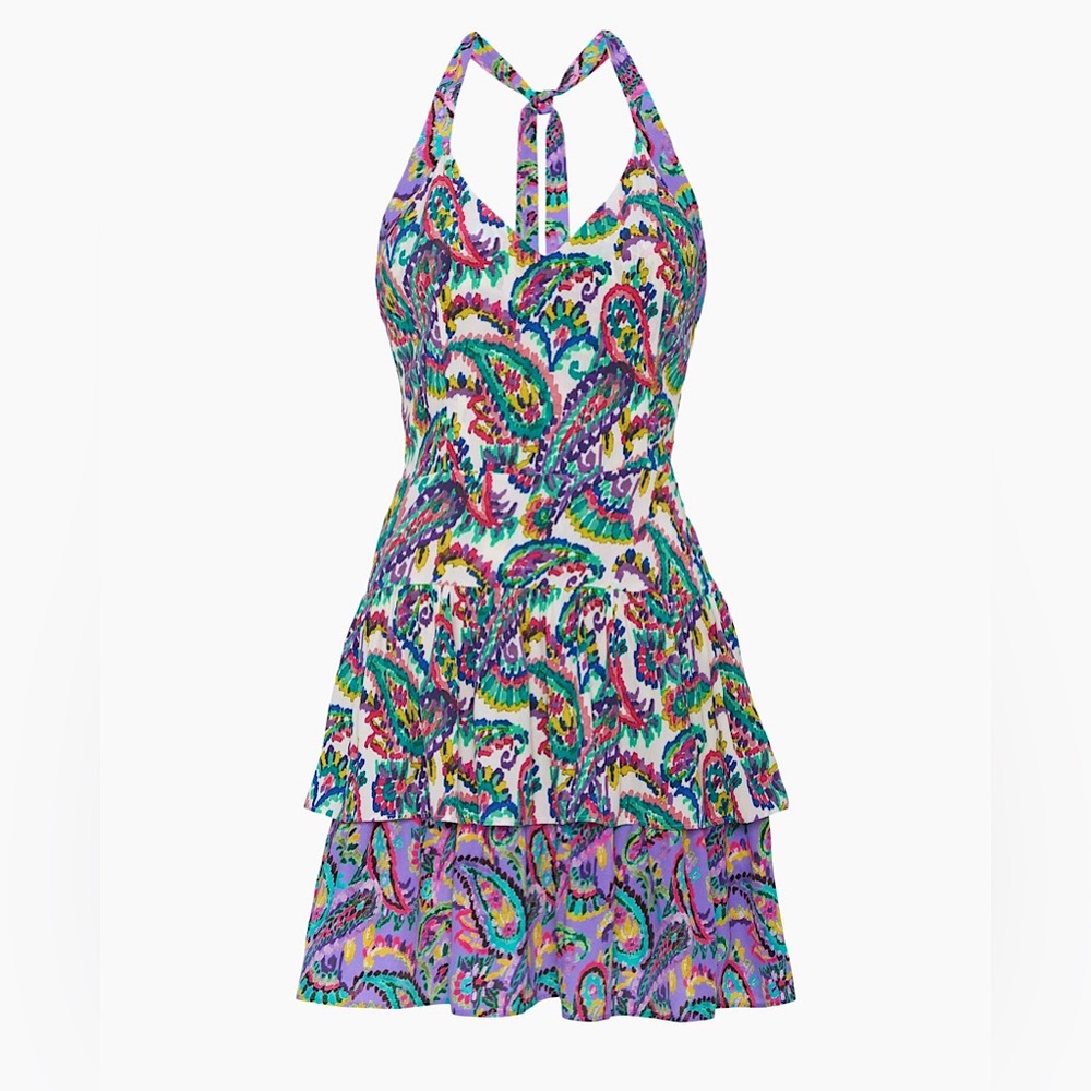 NWT Robert Graham Gracie Paisley Viscose Silk Halter Mini Dress Sz XL Date Party - Picture 2 of 14
